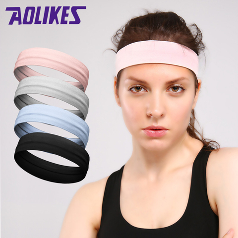 Aolikes Elastic Gym Sports Yoga Sweat Absorbing Anti Sweat Non Slip Solid Color Running Cycling And Fitness Headband